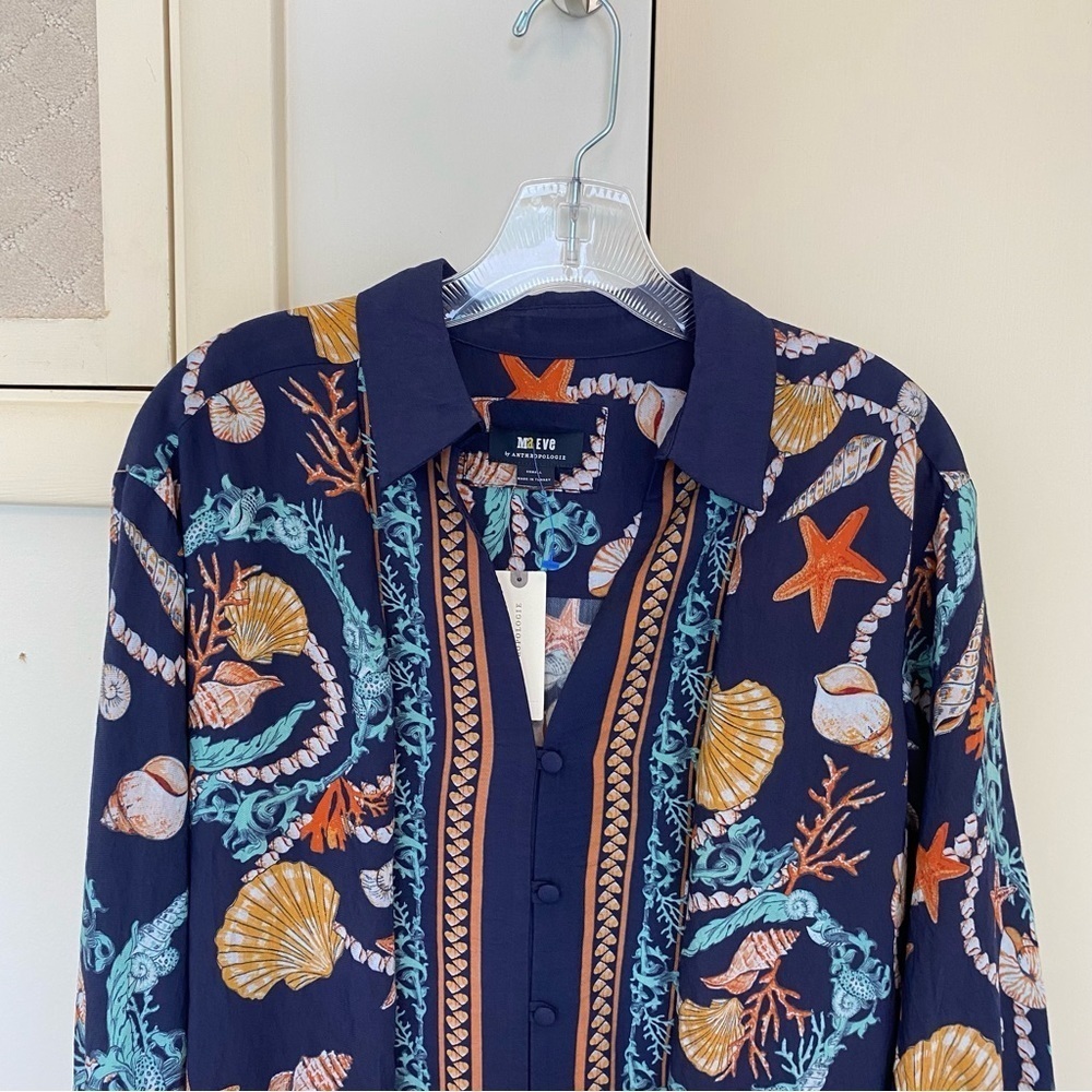 NEW Anthropologie MAEVE Blie Sea Shell Button Up Blouse - Picture 6 of 13